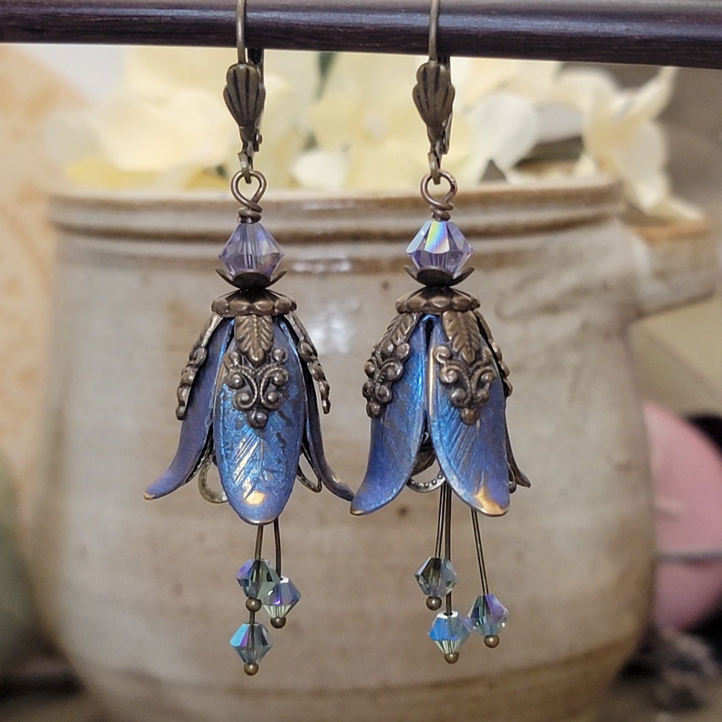 Blue sale iridescent earrings