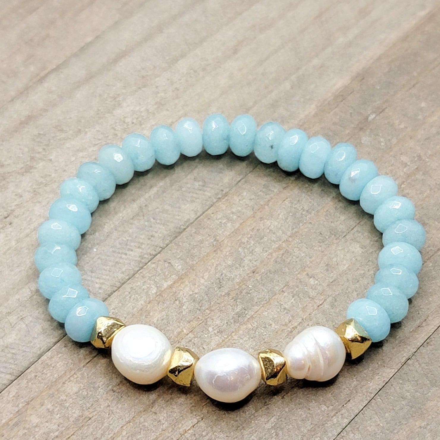 Amazonite and pearl bracelet hotsell