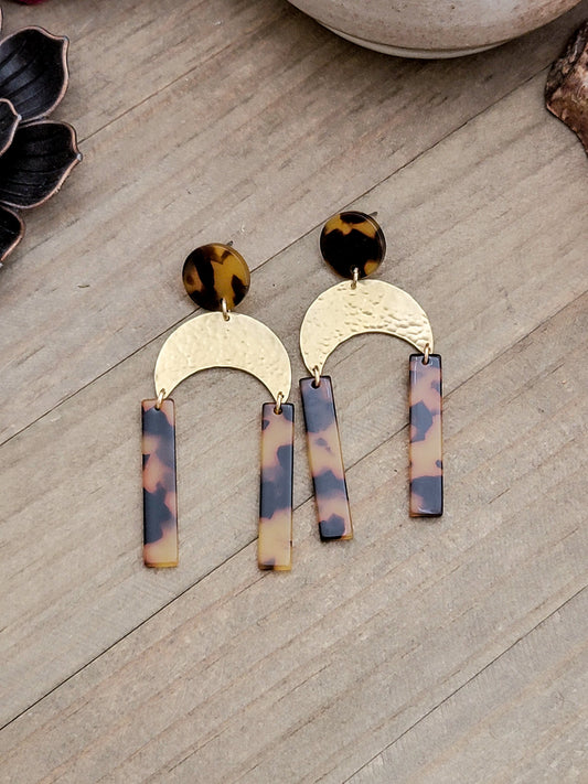 Textured Brass and Acrylic Arch Post Earrings