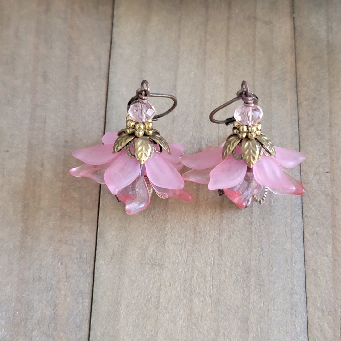 Pink Vintage Style Flower Earrings, Nicki Lynn Jewelry