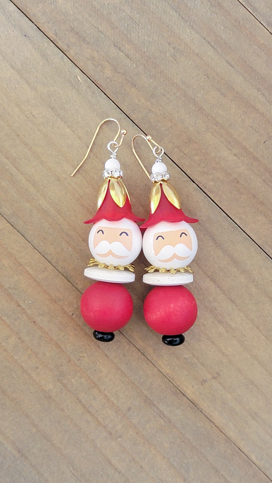 Santa Wood Beaded Earrings, Nicki Lynn Jewelry 