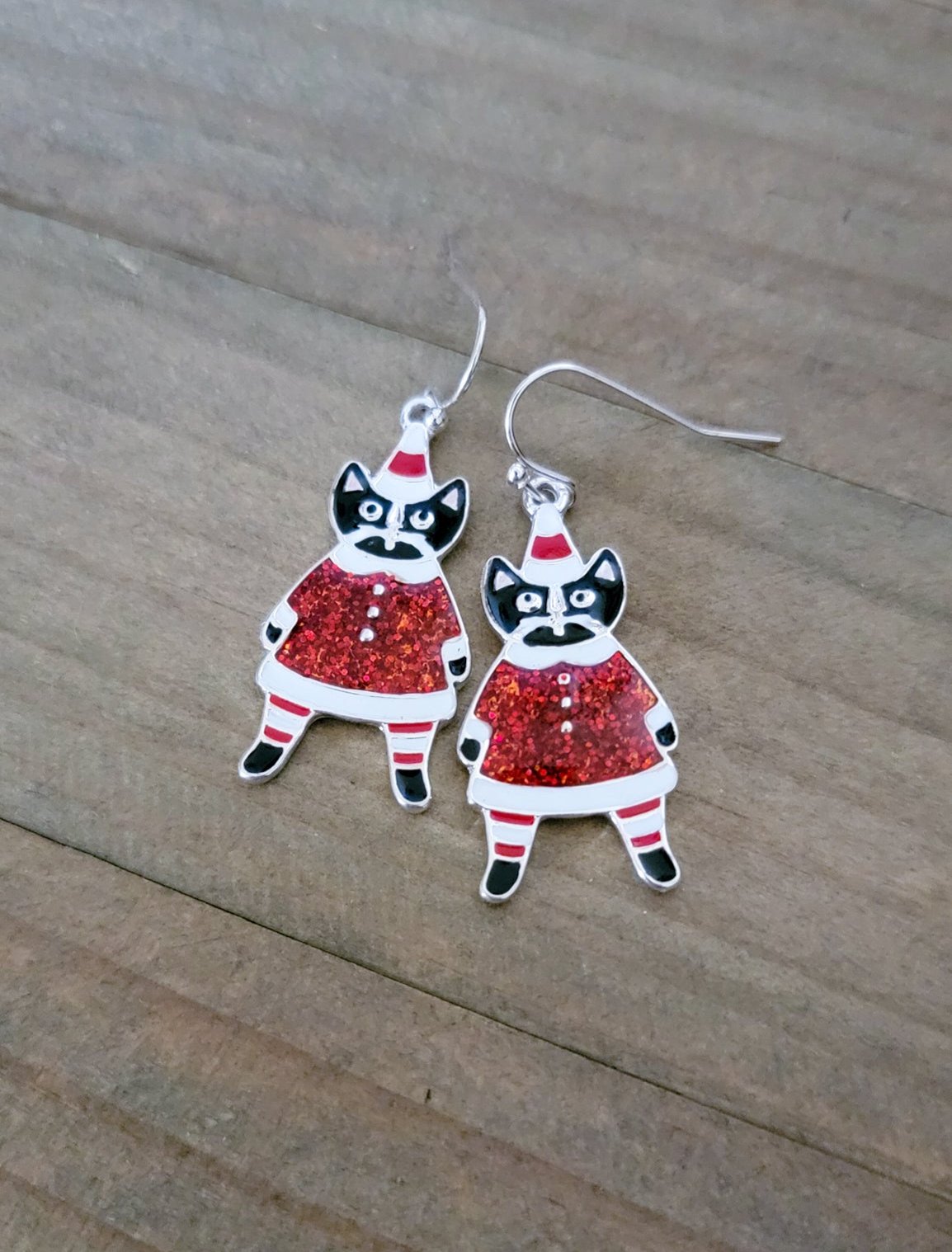 Whimsy Enamel Cat Christmas Earrings - Nicki Lynn Jewelry