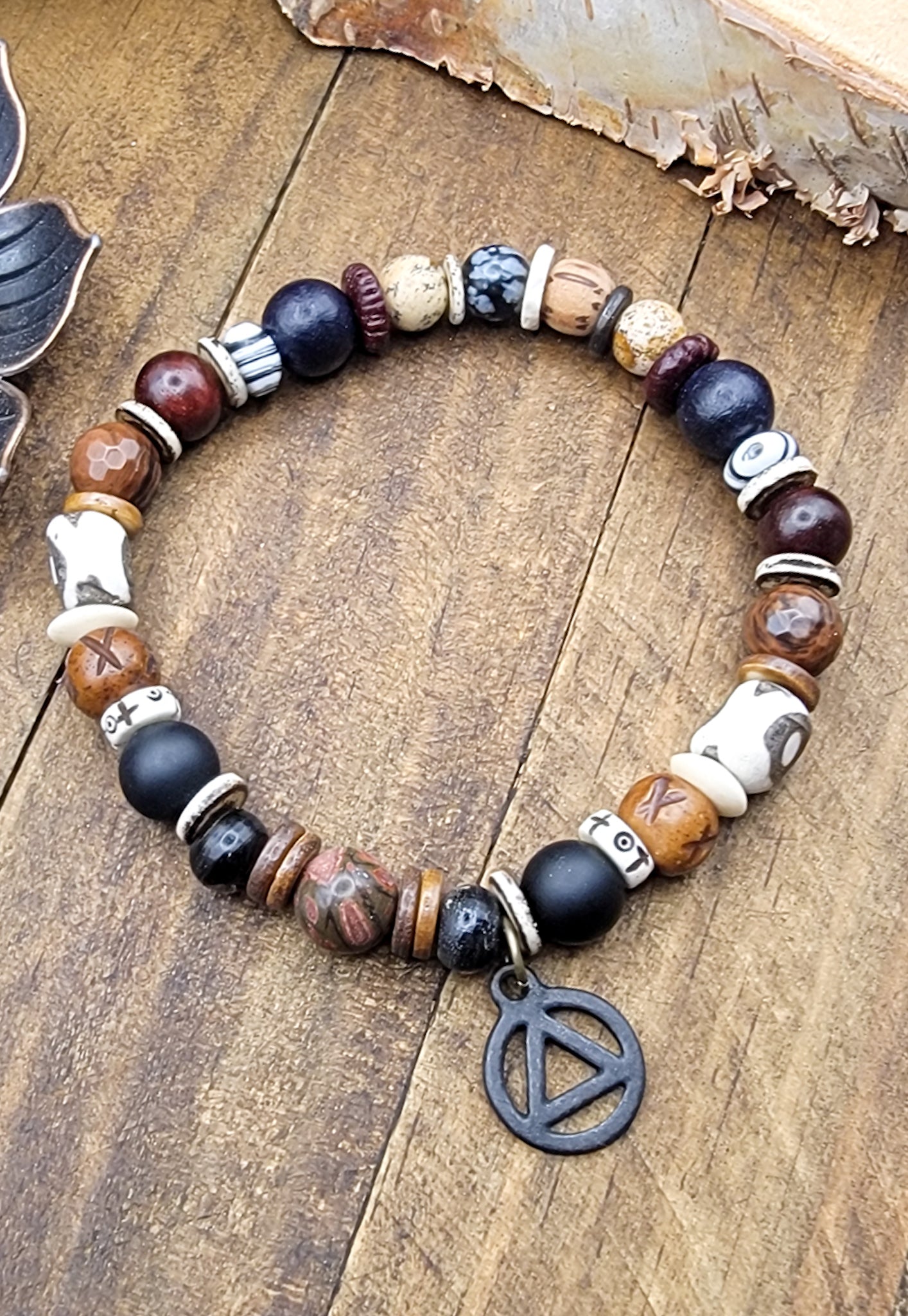 Men's Sobriety Bracelet- AA Mixed Gemstone Bracelet-Nicki Lynn Jewelry