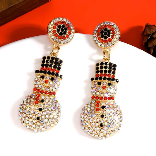 Rhinestone Sparkle Snowman Holiday Earrings, Nicki Lynn Jewelry 